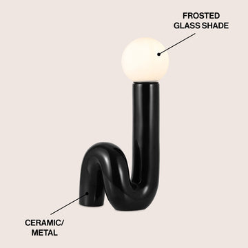 Katya 18" Scandinavian Minimalist Ceramic Spiral Tube LED Table Lamp - JONATHAN Y